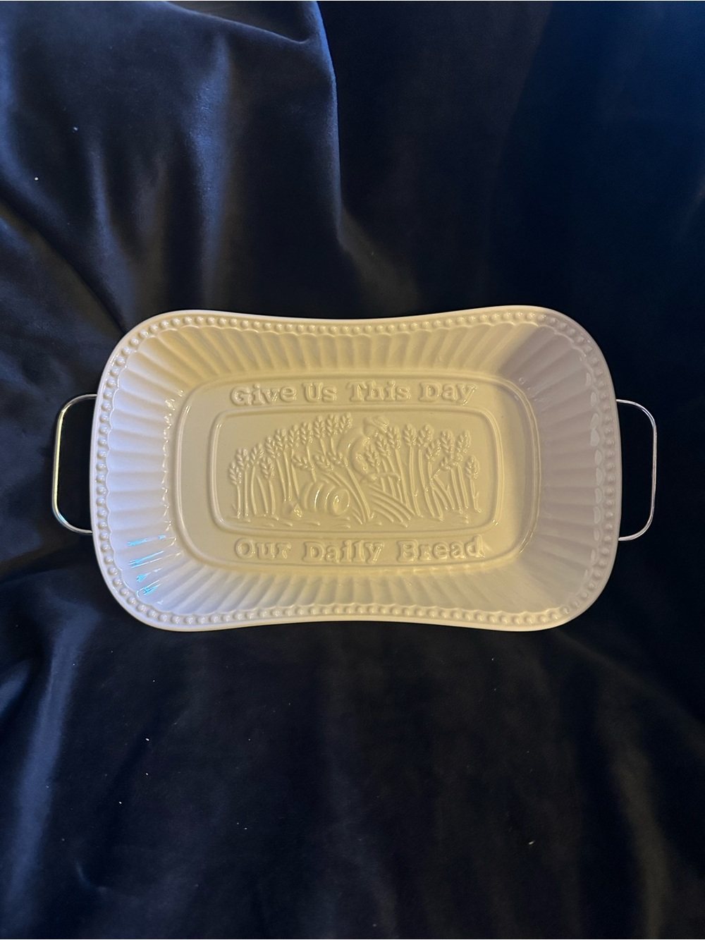 Our Daily Bread Ceramic Bread Tray - Cream Serving Platter